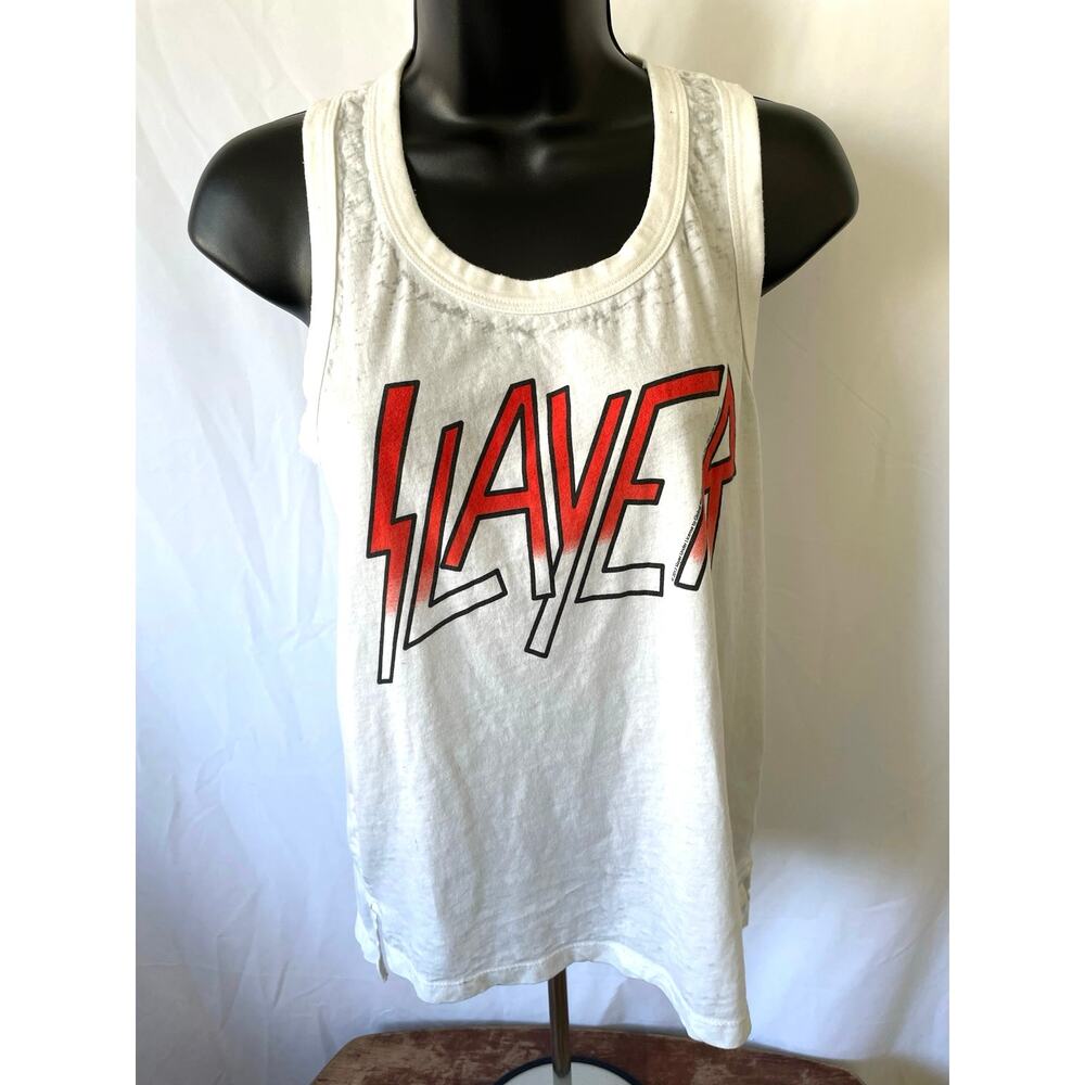 Slayer Logo Graphic Tank Top White Size XS